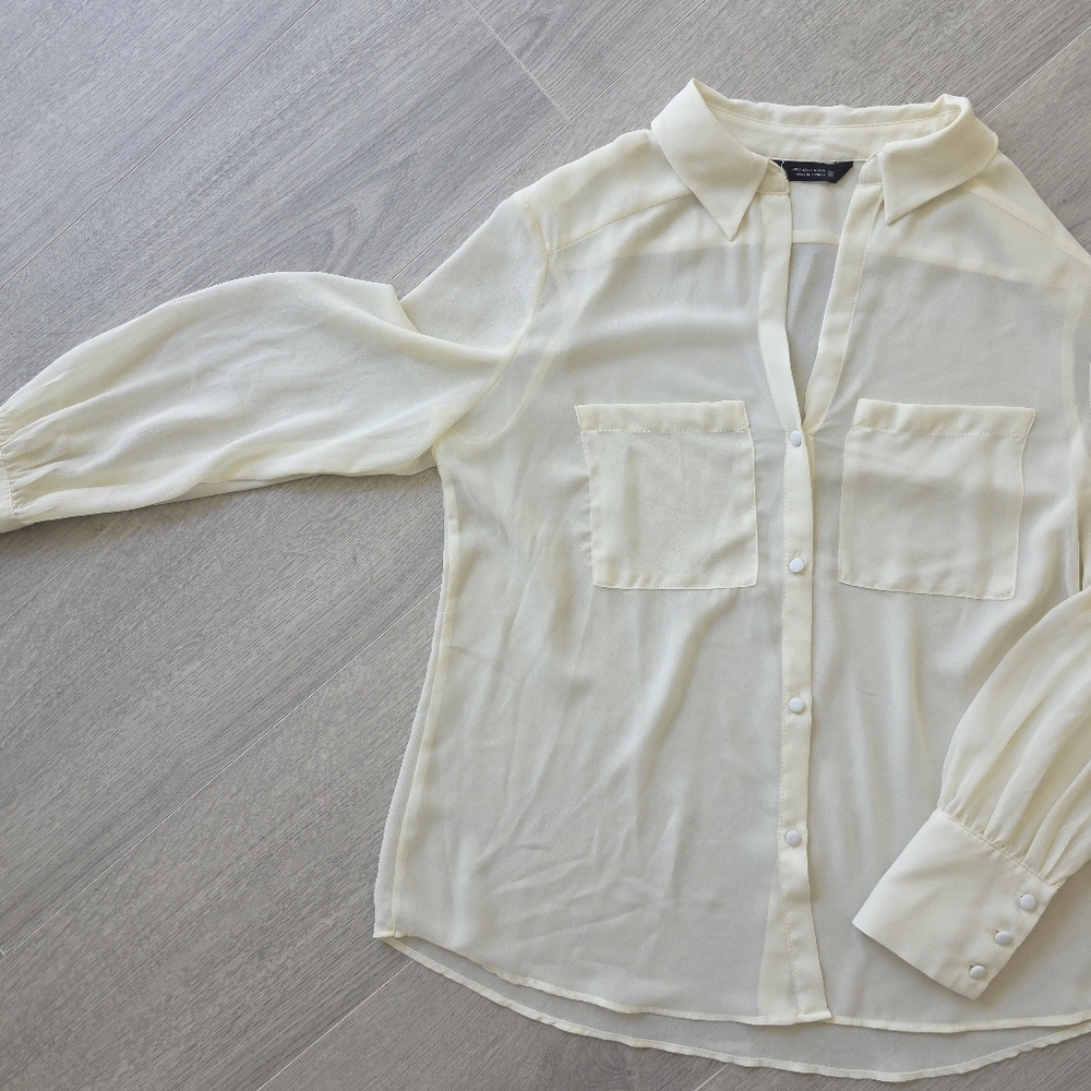 Zara Cream Sheer Blouse - Picture 2 of 5